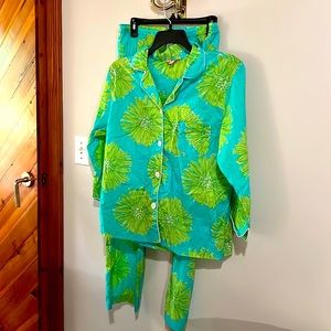 Lily Pulitzer Large Cotton Pajamas Long Sleeve Long Pants Loungewear